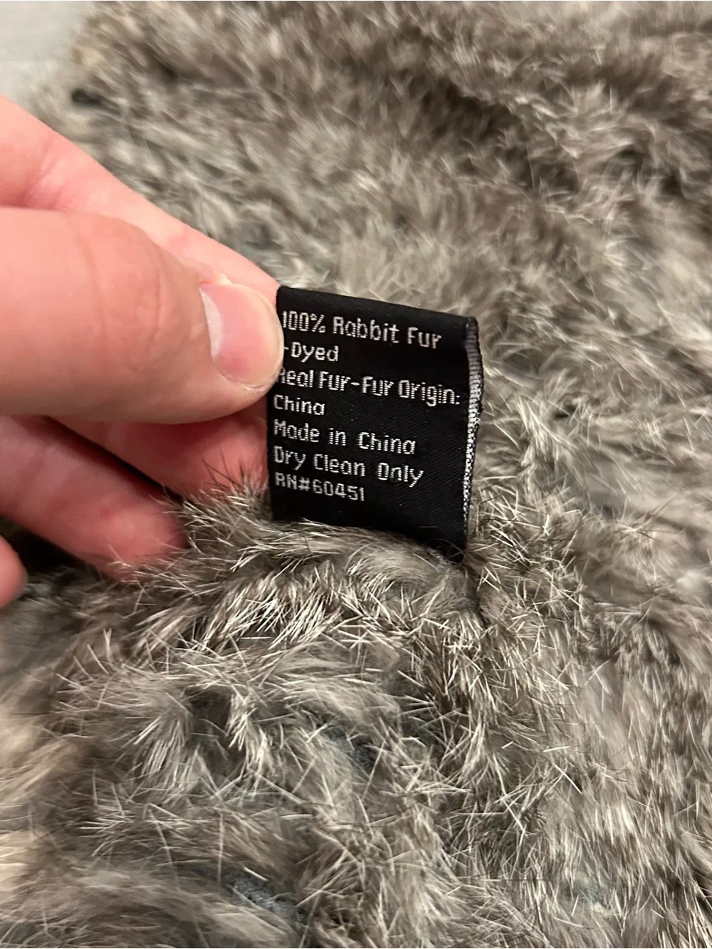 Surell 100% Rabbit Fur Scarf Neck Warmer Wrap Gray Brown Genuine Fur